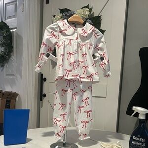 Kids Pajamas with Red Bow Pattern